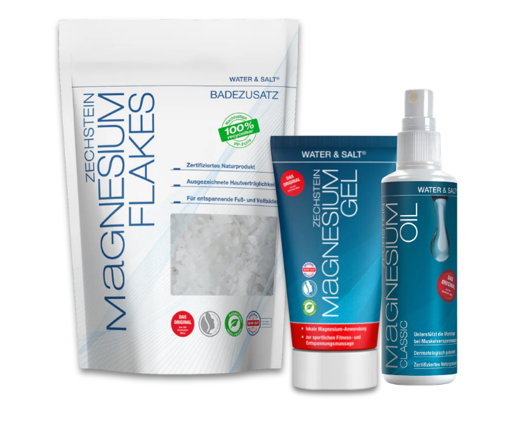 Magnesium Basis-Set: Zechstein Magnesium Oil classic 100 ml, Magnesium Gel 150 ml und Magnesium Flakes 500 g